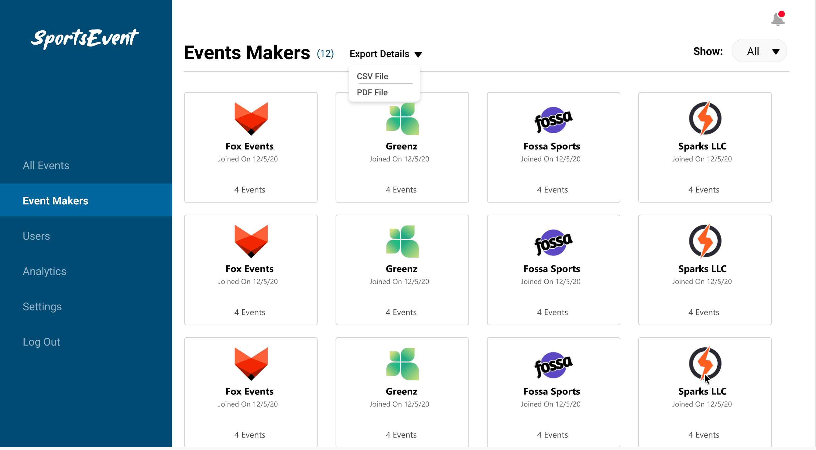 Sports Events — Admin Dashboard & Management Platform screenshot 7