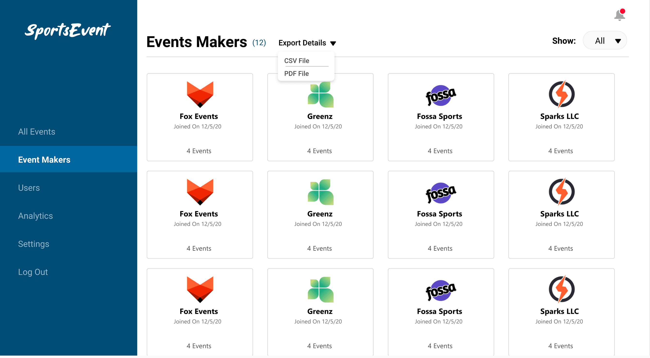 Sports Events — Admin Dashboard & Management Platform screenshot 8